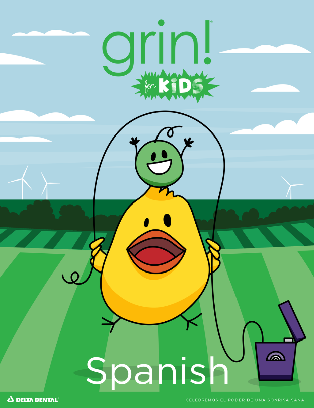 Grin for Kids Magazine Front Cover with Chick in Spanish